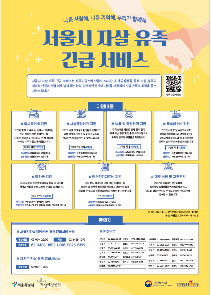 서울시 자살 유족 긴급서비스